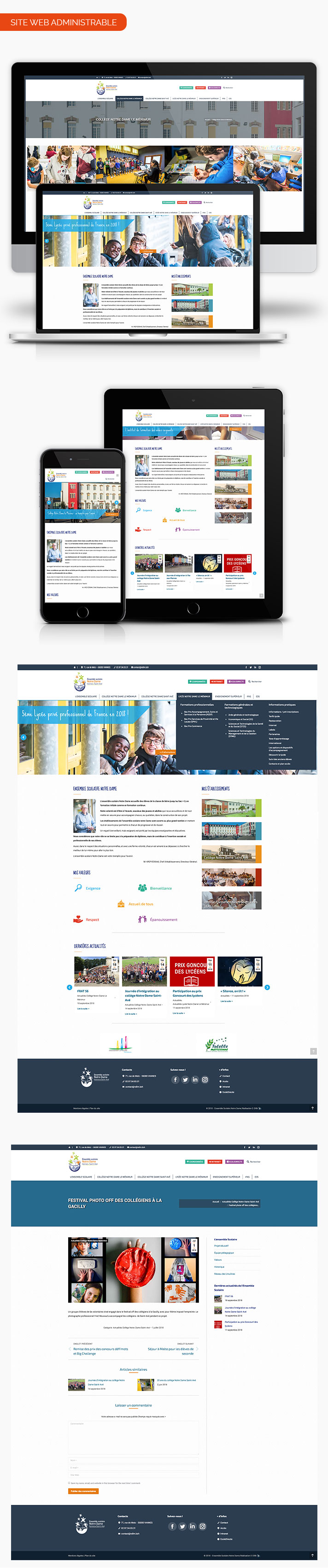 Mockup site internet Ensemble Scolaire notre Dame