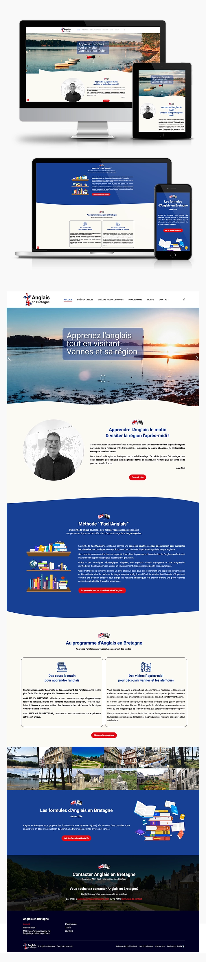 Présentation des versions responsives du site Anglais en Bretagne