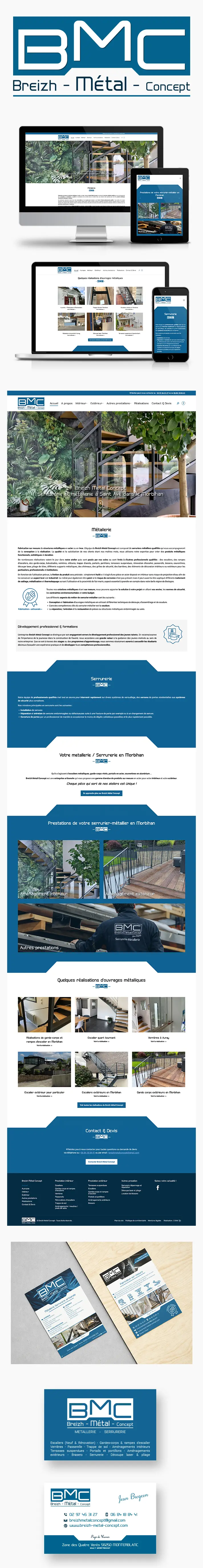 Réalisations du site internet - cartes de visite - flyers pour Breizh Métal Concept