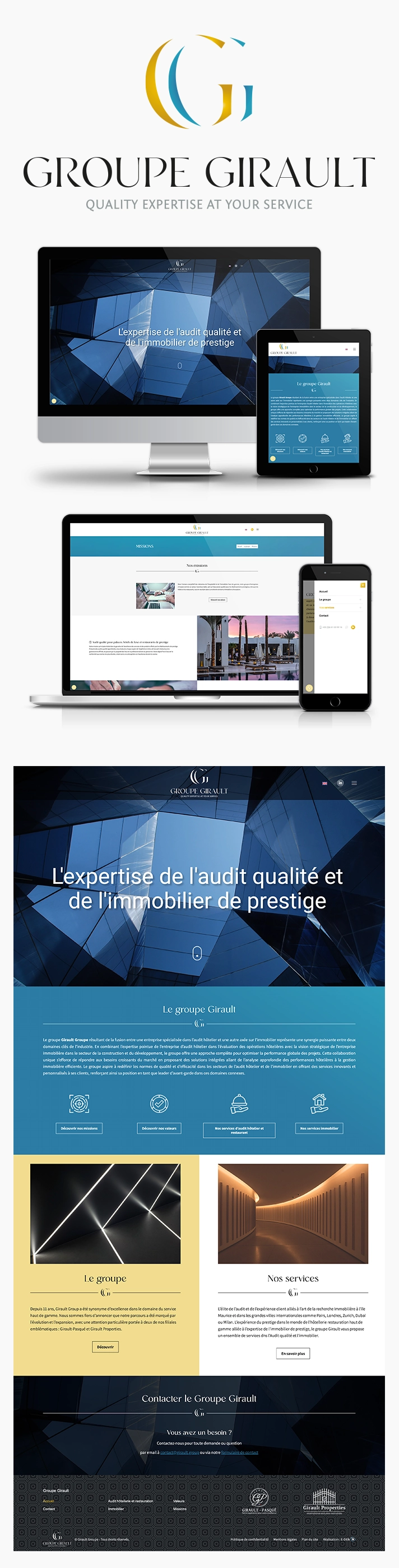 Réalisation du site internet Groupe Girault avec les versions responsives