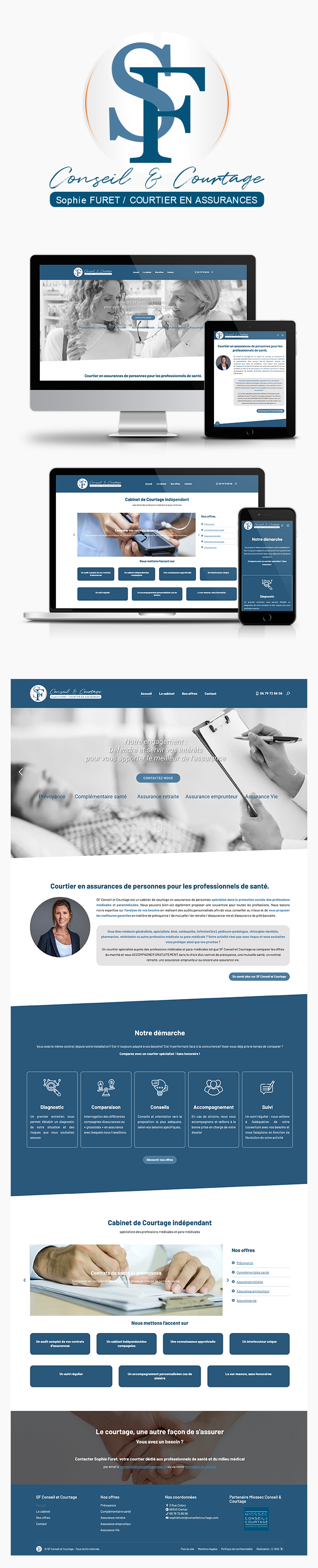 Présentation des versions responsives de site internet de SF Conseil & Courtage