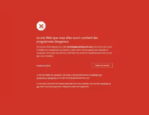 Message de site piraté sur Google