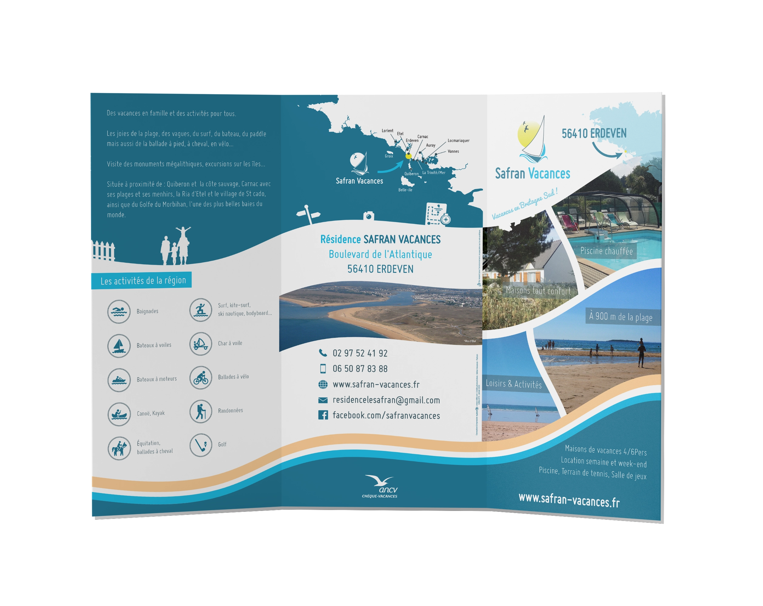 Dépliant 3 volets A4 ouvert Safran Vacances