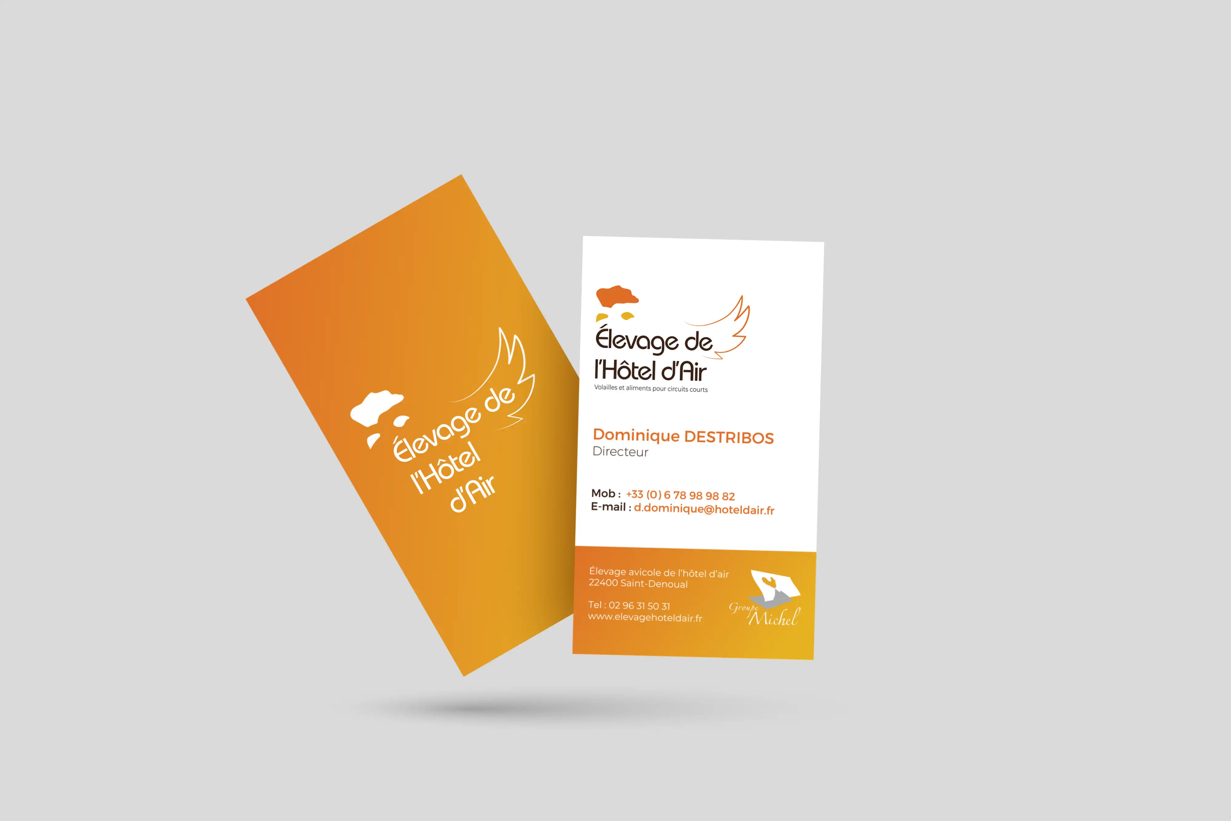 Carte de visite format portrait pour l'Elevage Hôtel d'Air