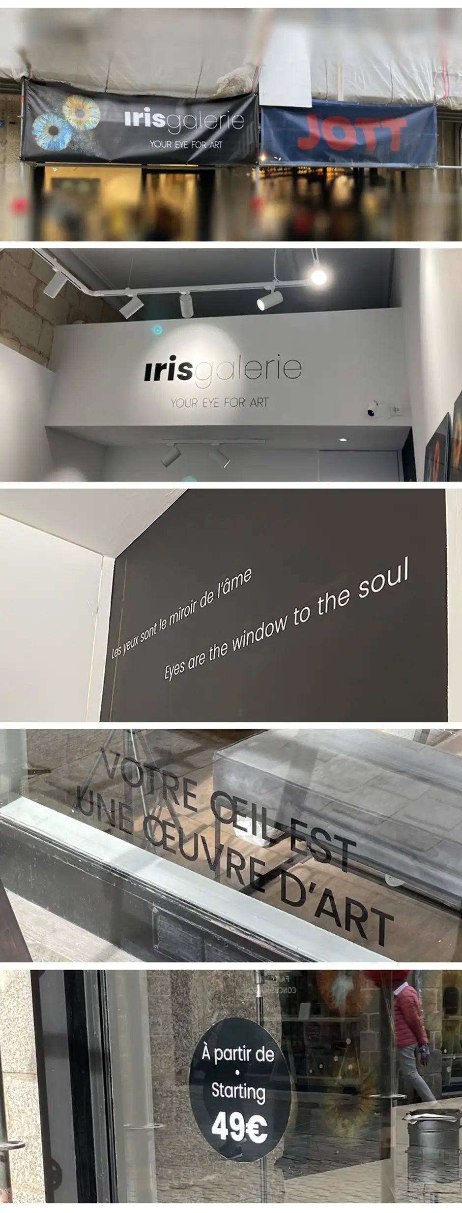 Signalétique boutique Iris Galerie