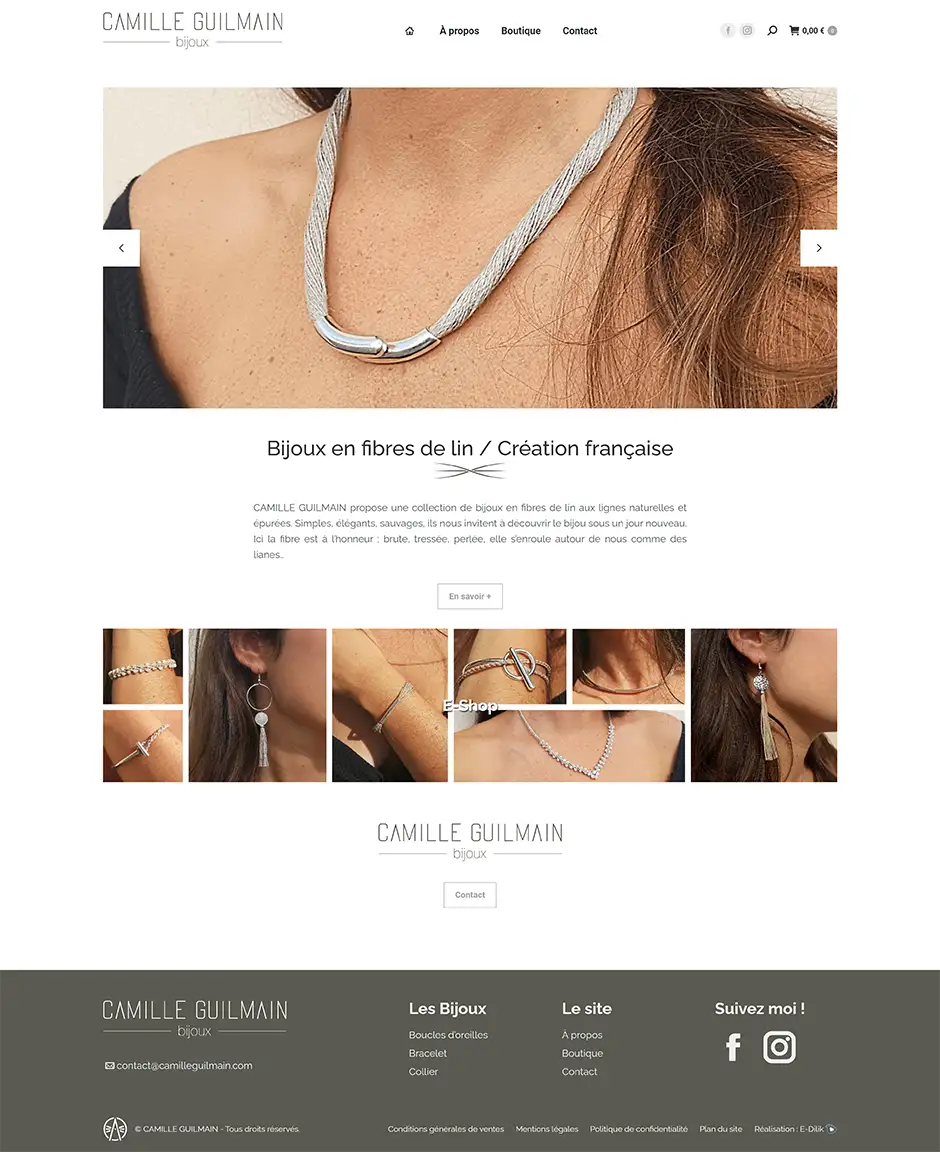 Création boutique e-commerce bijoux en lin