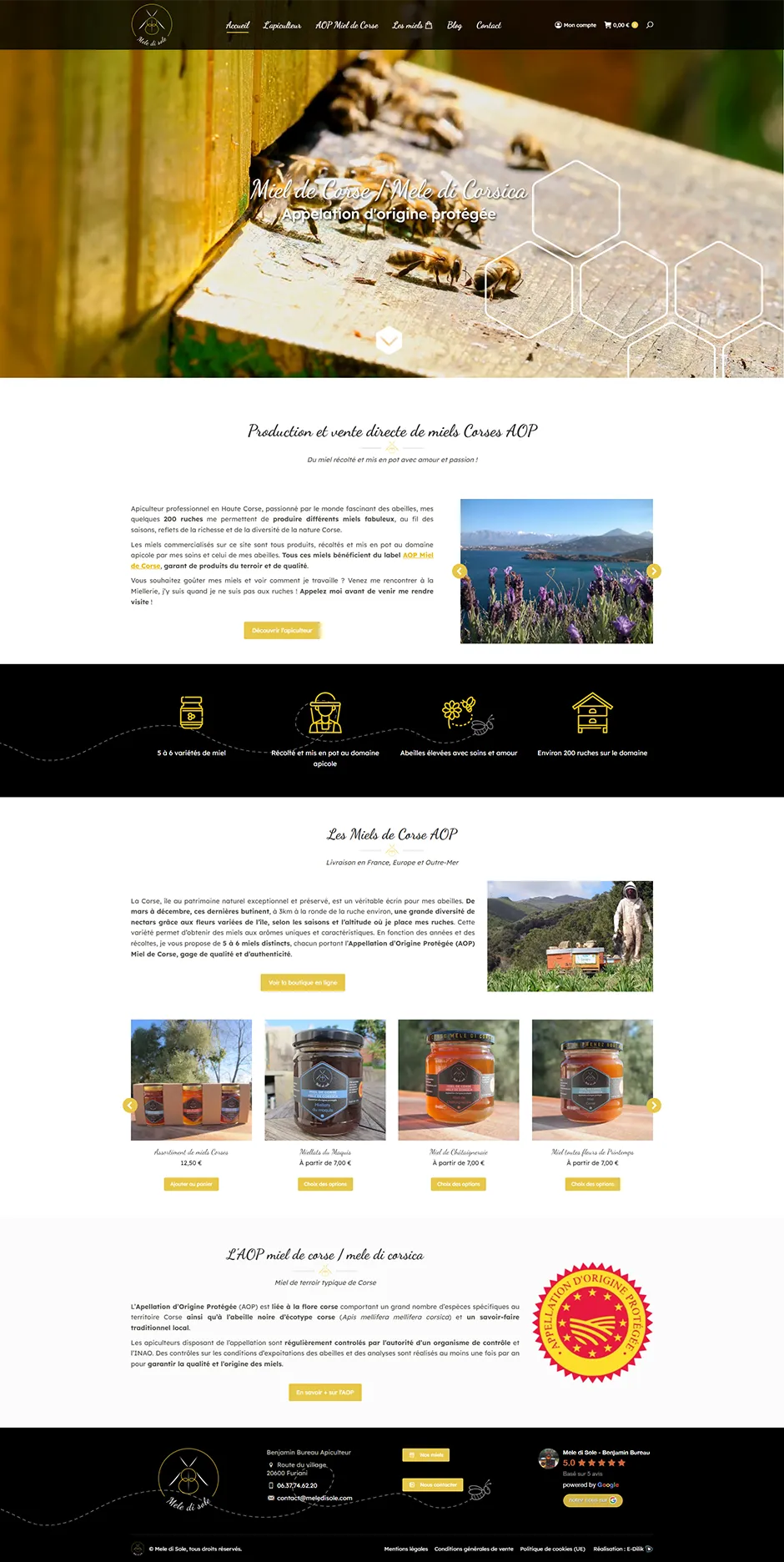 Site internet Mele di Sole - Apiculteur Corse