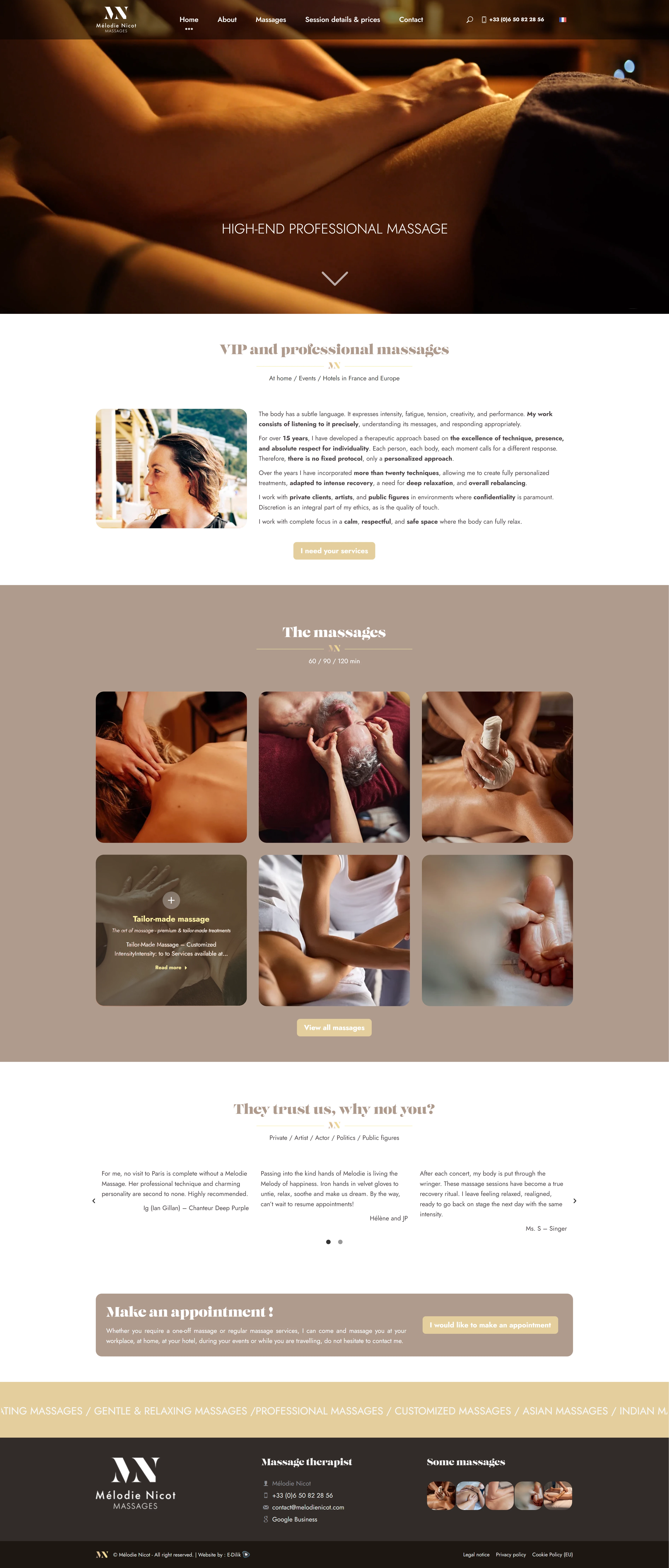 Création de site masseur professionnel