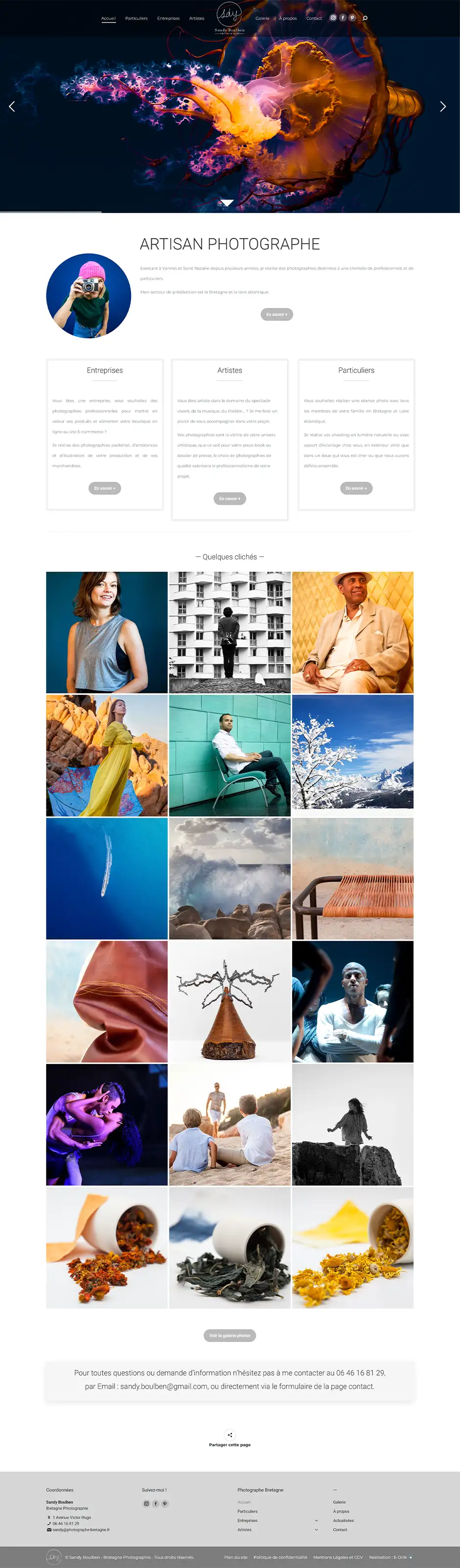 Site vitrine pour Sandy Boulben, Photographe en Bretagne